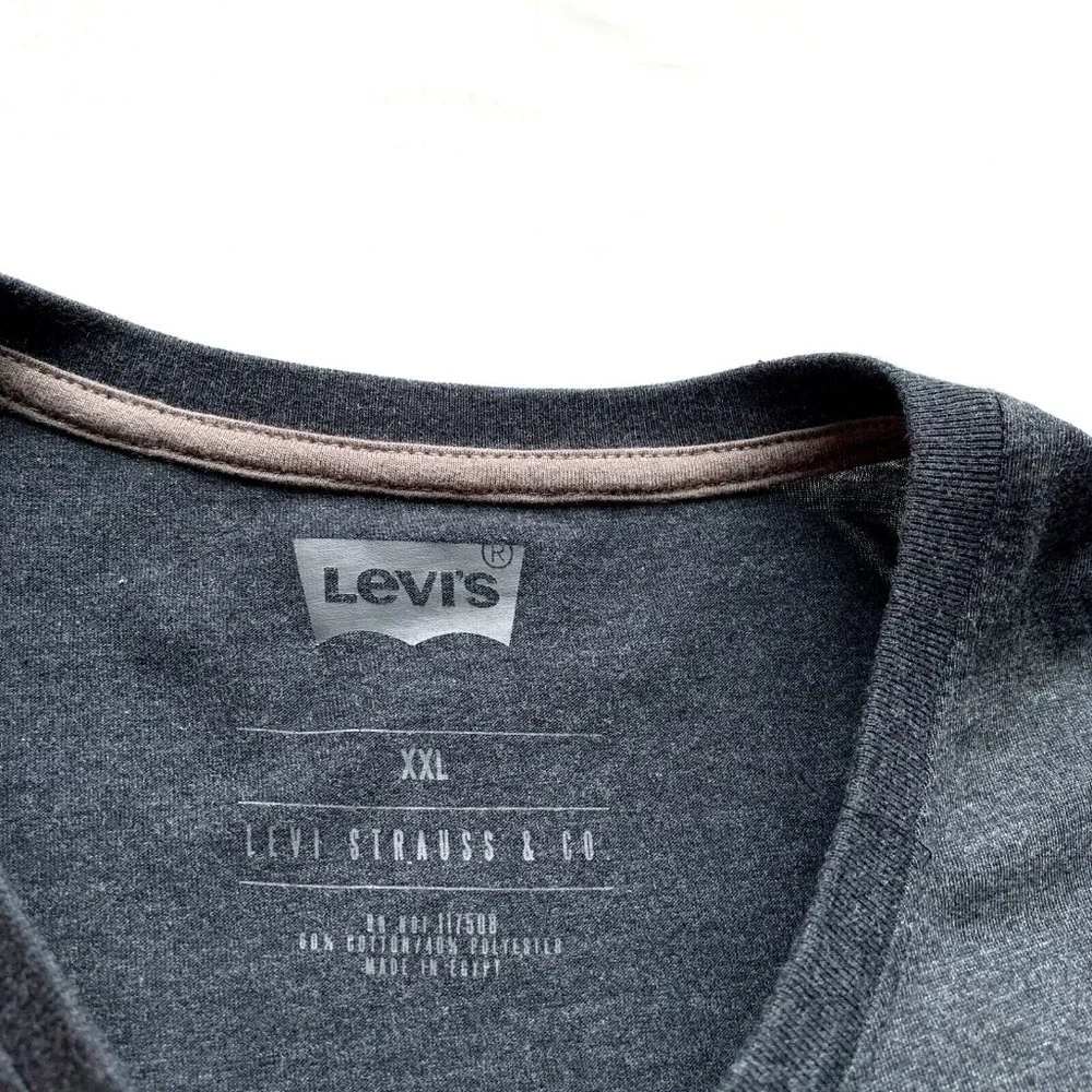 Levi's Henley T Shirt Top Mens‎ 2XL Gray Thermal Long Sleeve Casual Outdoor NEW
